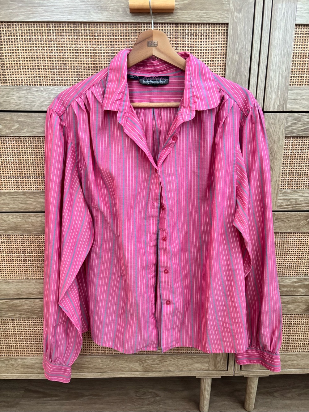 Lady Manhattan Pink Striped Button-Down Shirt